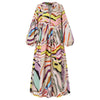 Womens Long Maxi Dress ZANZEA Elegant Print Vestido Female Puff Sleeve Robe Femme Chic V Neck Drawstring Kaftan Oversize