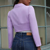 blazer women long sleeve jacket notched elegant cropped blazer solid slim jacket women korean zip up coat purple 2022