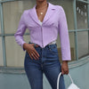 blazer women long sleeve jacket notched elegant cropped blazer solid slim jacket women korean zip up coat purple 2022