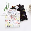 casual BF Blouse streetwear Women Graffiti letter printing Blouses Streetwear Turn Down Collar Long Sleeve Loose Shirt