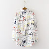 casual BF Blouse streetwear Women Graffiti letter printing Blouses Streetwear Turn Down Collar Long Sleeve Loose Shirt