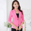 Fashion elegant autumn slim work wear women formal half sleeve sky blue blazers coats female office plus size jacket