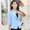 Fashion elegant autumn slim work wear women formal half sleeve sky blue blazers coats female office plus size jacket