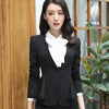 Fashion elegant red women blazer new winter formal Business ruffles slim V Neck jacket office ladies plus size work coat apricot