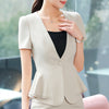 Fashion elegant women blazer Business New summer formal hem ruffles short sleeve slim jackets office ladies plus size work wear