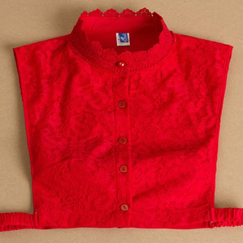 lace fake collar shirt Blouse Crystal decorative lady Geometric red false stand turn down detachable peter pan collar