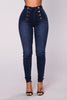 ladies jeans street style small feet jeans trendy double-breasted slim stretch women's trousers