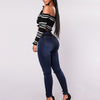 ladies jeans street style small feet jeans trendy double-breasted slim stretch women's trousers