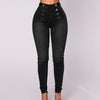 ladies jeans street style small feet jeans trendy double-breasted slim stretch women's trousers