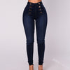 ladies jeans street style small feet jeans trendy double-breasted slim stretch women's trousers