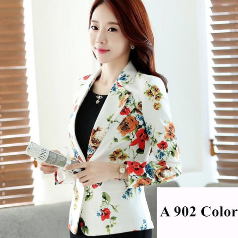 Fashion print blazer female clothes 2022 spring new casual temperament professional jacket office ladies plus size coat