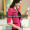 Fashion slim work wear uniform Jacket Women half Sleeves V-neck Coat elegant female Blazer ladies Vogue casual office tops