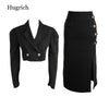 spring black suit female OL professional temperament short suit split mid-length pencil skirt solid color skirt suit