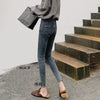 street wear skinny jeans Women vintage slim waist Ankle-Length pencil jeans 2022 waist chain boyfriend denim pants