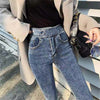 street wear skinny jeans Women vintage slim waist Ankle-Length pencil jeans 2022 waist chain boyfriend denim pants