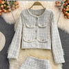 suit autumn and winter short suit jacket female two-piece high waist bag hip skirt