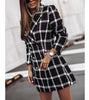Fashion suit women blazer dress Autumn Winter Double Breasted Plaid Pocket Button Front Military Style Mini Dress