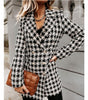 Fashion suit women blazer dress Autumn Winter Double Breasted Plaid Pocket Button Front Military Style Mini Dress