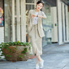 summer Women Skirt Suits Notched Cotton linen Blazer Jackets & Loose skirt Two Pieces OL Sets Female Outfits Women's Set