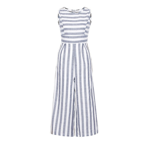 Fashion summer jumpsuit woman 2022 Sleeveless Striped Jumpsuit Casual Clubwear Wide Leg Pants Outfit pantaloni siamesi J28#N