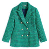 temperament sequined tweed double-breasted foreign style plaid suit jacket women's 2022 winter style