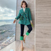 temperament sequined tweed double-breasted foreign style plaid suit jacket women's 2022 winter style