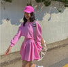 trendy casual cute short skirt Suit Women's casual short Sweatshirt + high waist A-line skirt Two-piece Korean Suit 2022