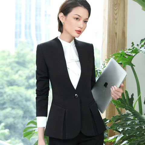 Fashion women Business blazer spring formal slim long sleeve Career jacket office ladies plus size work wear coat black Khaki