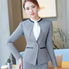 Fashion women blazer black gray winter elegant formal long sleeve slim V Neck jacket office ladies plus size work wear coat