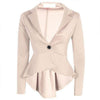 Fashion women bussiness blazer suit long sleeve single button Ruched office wear femme slim peplum blazer size S-XL