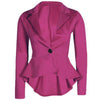 Fashion women bussiness blazer suit long sleeve single button Ruched office wear femme slim peplum blazer size S-XL