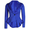 Fashion women bussiness blazer suit long sleeve single button Ruched office wear femme slim peplum blazer size S-XL