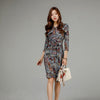 women elegant comfortable office dress  casual party work style autumn  mini v-neck pencil dress
