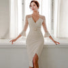 women  comfortable soft lace perspective sexy dress temperament elegant slim party simple asymmetrical dress