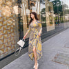 women  comfortable v-neck formal dress temperament elegant sweet print cute party  a-line dress