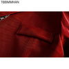 women's Crocodile pattern Red Pu Leather Jackets Female Chains stitching glossy pu leather Jackets