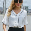 women's top T-shirt 3 / 4 sleeve V-neck top workplace women's chiffon shirt