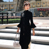 women temperament outdoor zipper dress   comfortable transparent solid black party pencil dress