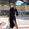 women temperament outdoor zipper dress   comfortable transparent solid black party pencil dress
