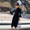 women temperament outdoor zipper dress   comfortable transparent solid black party pencil dress