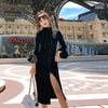 women temperament outdoor zipper dress   comfortable transparent solid black party pencil dress