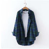 womens Cotton Blouse Shirt Plaid Loose Casual Plaid Long sleeve All-match Student Top Womens Blouses red/green yellow