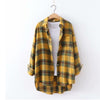 womens Cotton Blouse Shirt Plaid Loose Casual Plaid Long sleeve All-match Student Top Womens Blouses red/green yellow