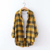 womens Cotton Blouse Shirt Plaid Loose Casual Plaid Long sleeve All-match Student Top Womens Blouses red/green yellow
