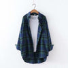 womens Cotton Blouse Shirt Plaid Loose Casual Plaid Long sleeve All-match Student Top Womens Blouses red/green yellow