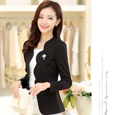 Fashionable Ladies Blazer Feminino Plus Size Blaser Women Suit Blazers And Jackets White/Pink/BlackYellow jaqueta feminina