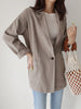 Fashionable Temperament One Button Solid Color Casual Suit Top Women's 2023 Autumn Simple Casual Retro Cotton Linen Thin Suit