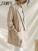 Fashionable Temperament One Button Solid Color Casual Suit Top Women's 2023 Autumn Simple Casual Retro Cotton Linen Thin Suit
