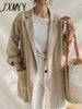 Fashionable Temperament One Button Solid Color Casual Suit Top Women's 2023 Autumn Simple Casual Retro Cotton Linen Thin Suit