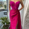 Feather Long Dress Women Sleeveless Off-shoulder Pleated Dress Female Elegant Party Dress Sexy Side Slit Evening Dress